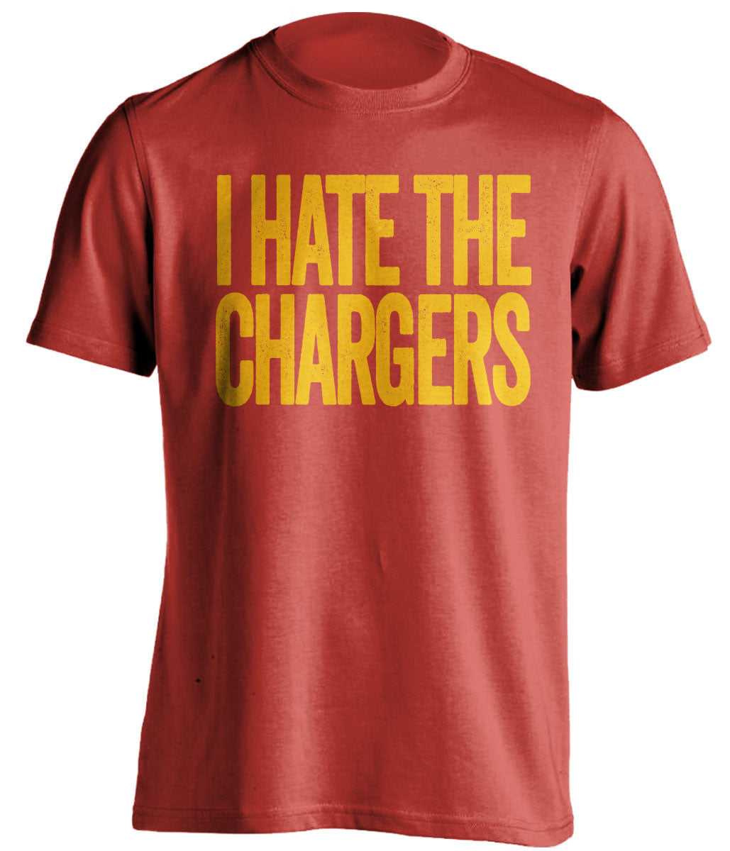 i hate the chargers kansas city chiefs red tshirt