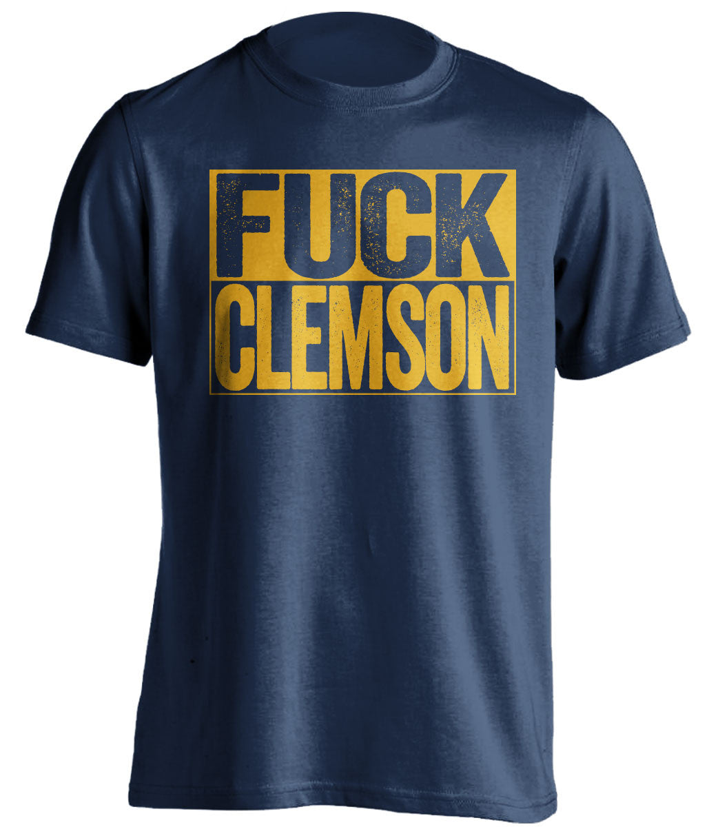 FUCK CLEMSON Georgia Tech Yellow Jackets blue TShirt
