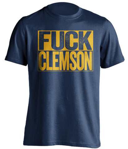 FUCK CLEMSON Georgia Tech Yellow Jackets blue TShirt