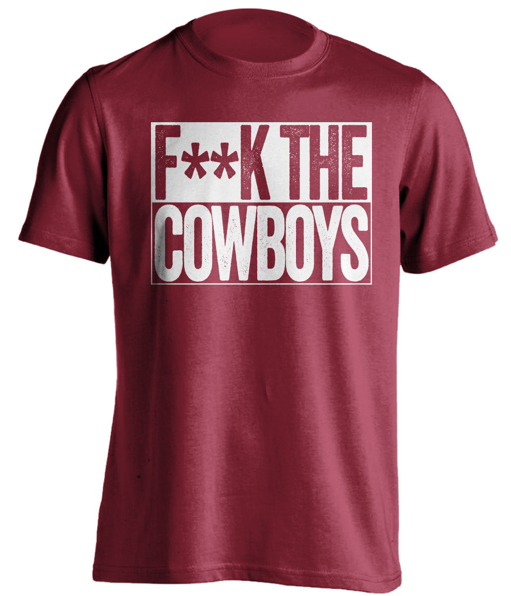 F*ck the Cowboys two-tone red shirt in Arizona Cardinals colors - anti-Dallas rivalry tee for Cardinals fans and the Red Sea