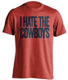 i hate the cowboys houston texans red tshirt