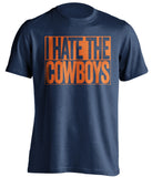 i hate the cowboys denver broncos blue shirt