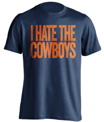 i hate the cowboys denver broncos blue tshirt