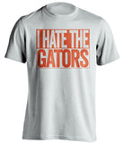 i hate the gators miami hurricanes white shirt
