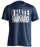 I Hate Harvard Yale Bulldogs blue TShirt
