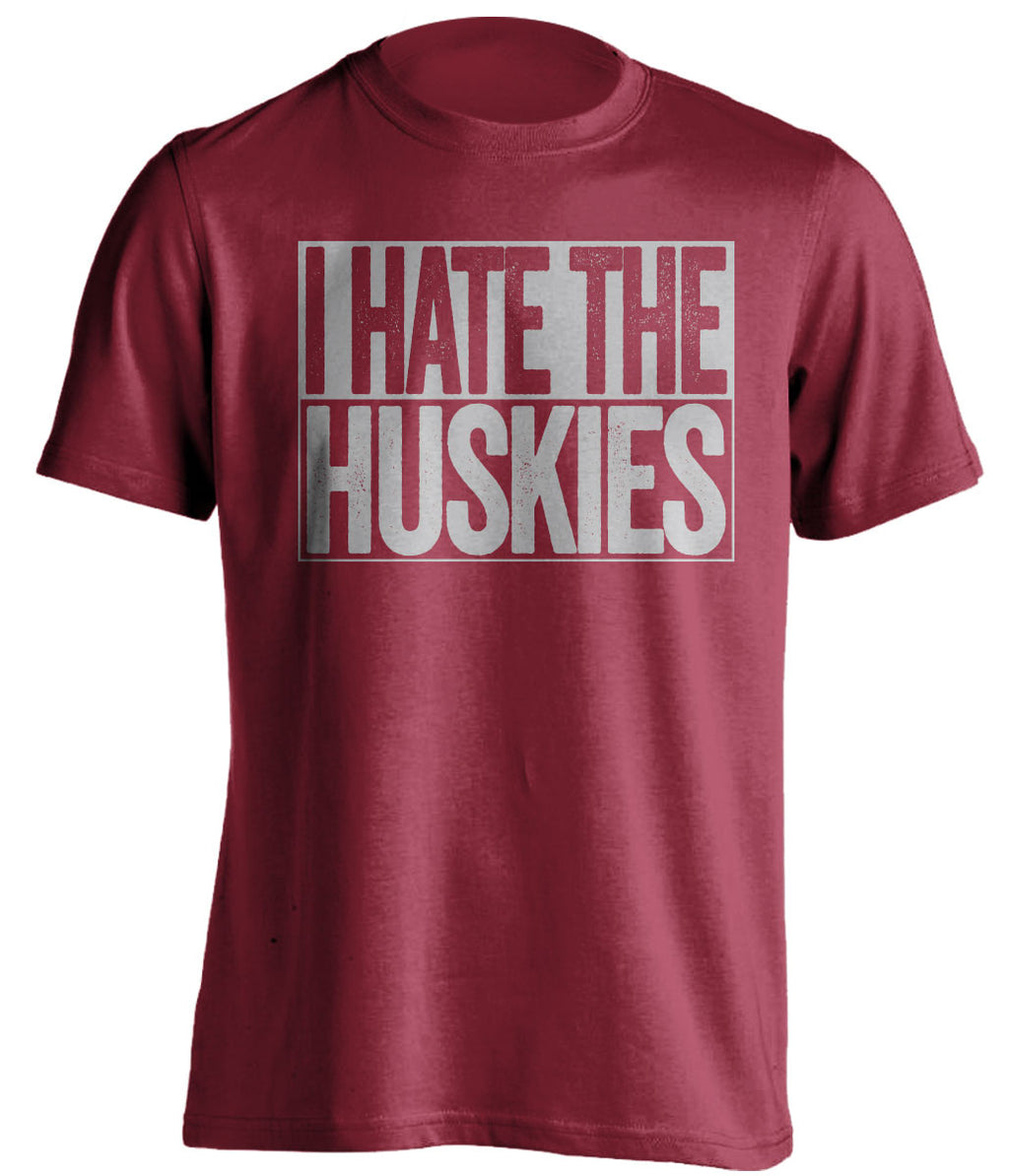 I Hate The Huskies WSU Cougars red TShirt