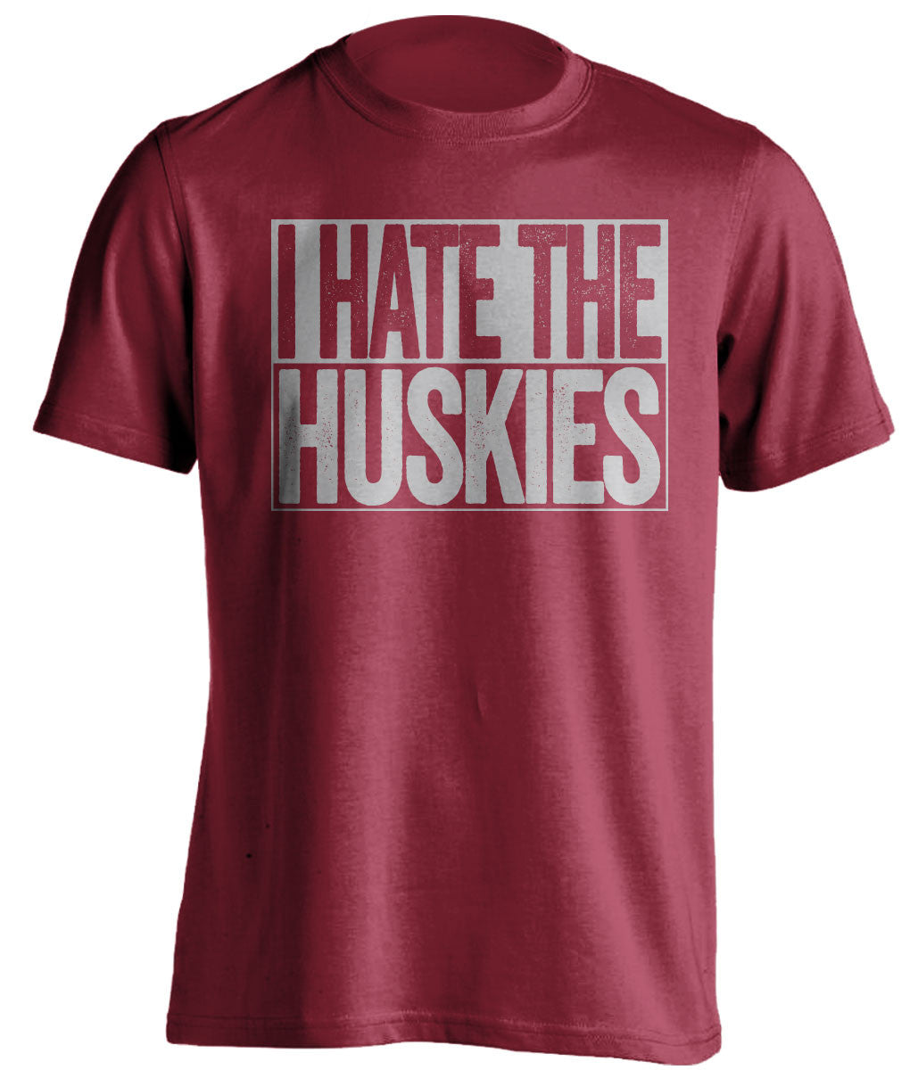 I Hate The Huskies WSU Cougars red TShirt