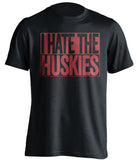 I Hate The Huskies WSU Cougars black TShirt