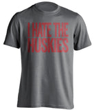 I Hate The Huskies WSU Cougars grey Shirt