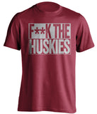 F**K THE HUSKIES Washington State Cougars red TShirt