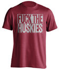 FUCK THE HUSKIES Washington State Cougars red TShirt