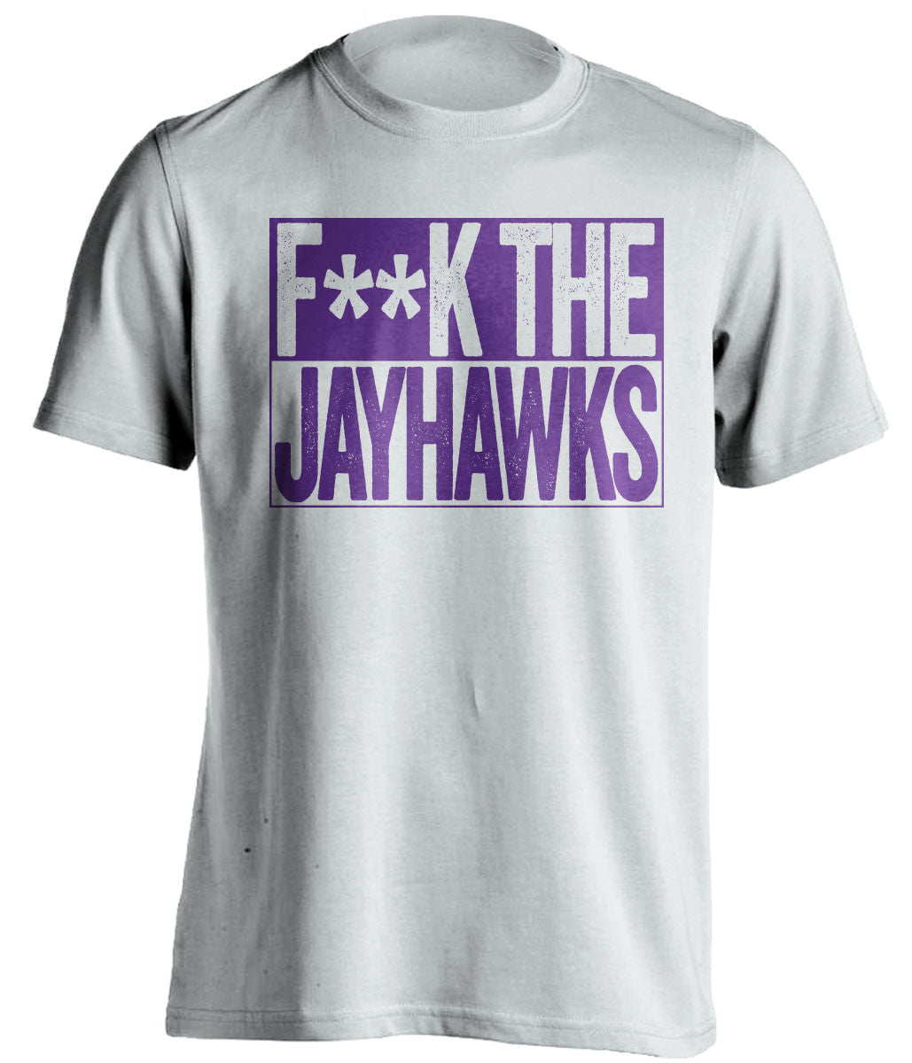 f**k the jayhawks ksu wildcats white shirt