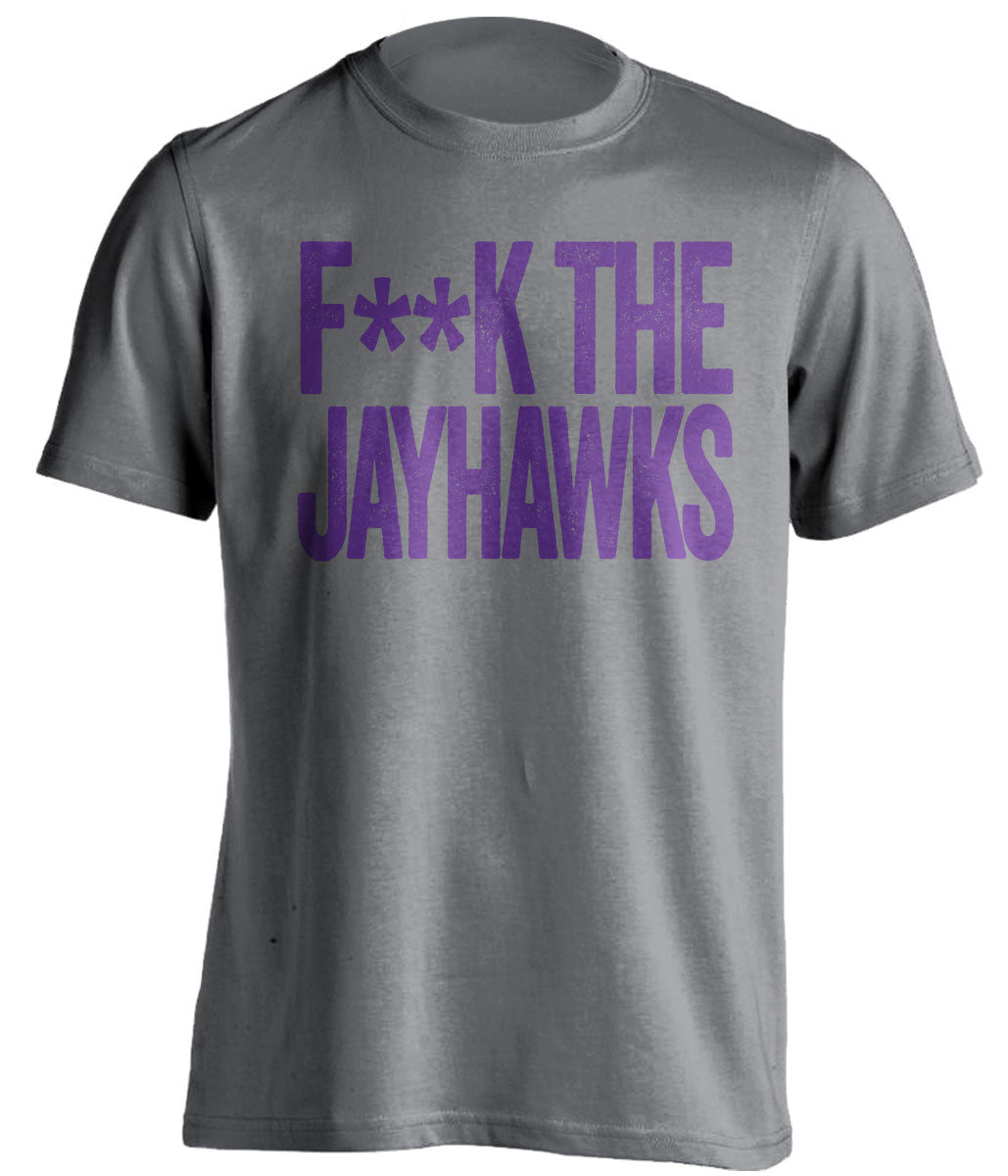f**k the jayhawks ksu wildcats grey tshirt