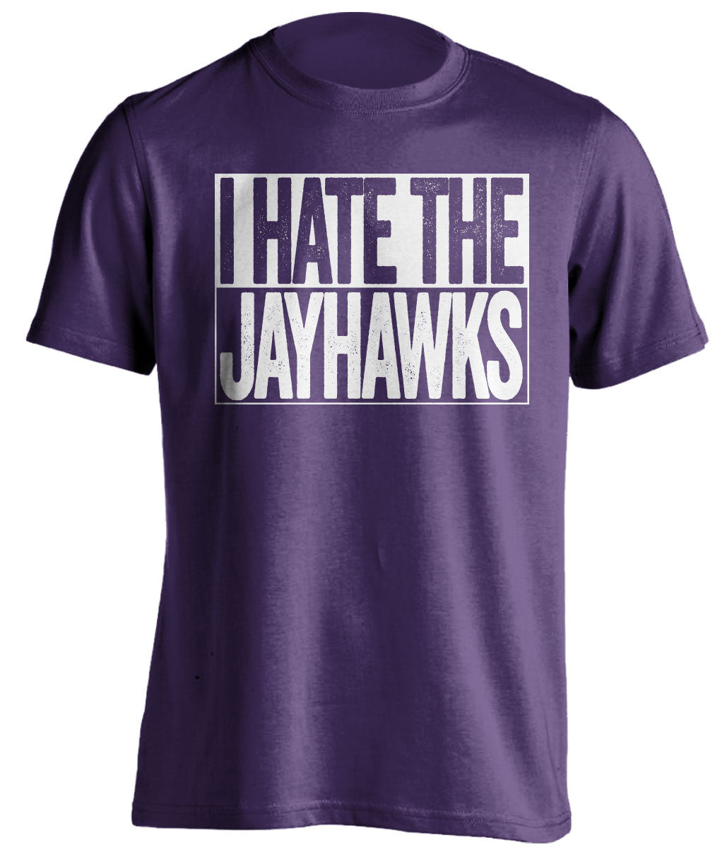 i hate the jayhawks kansas state wildcats purple shirt