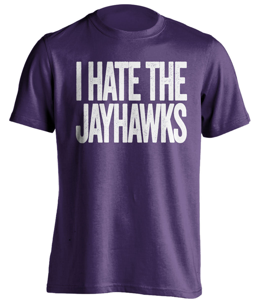 i hate the jayhawks kansas state wildcats purple tshirt