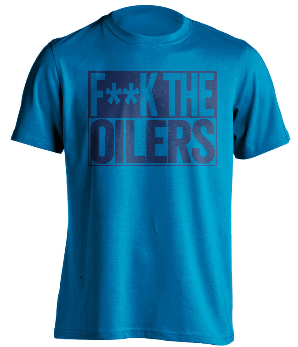f**k the oilers winnipeg jets blue shirt