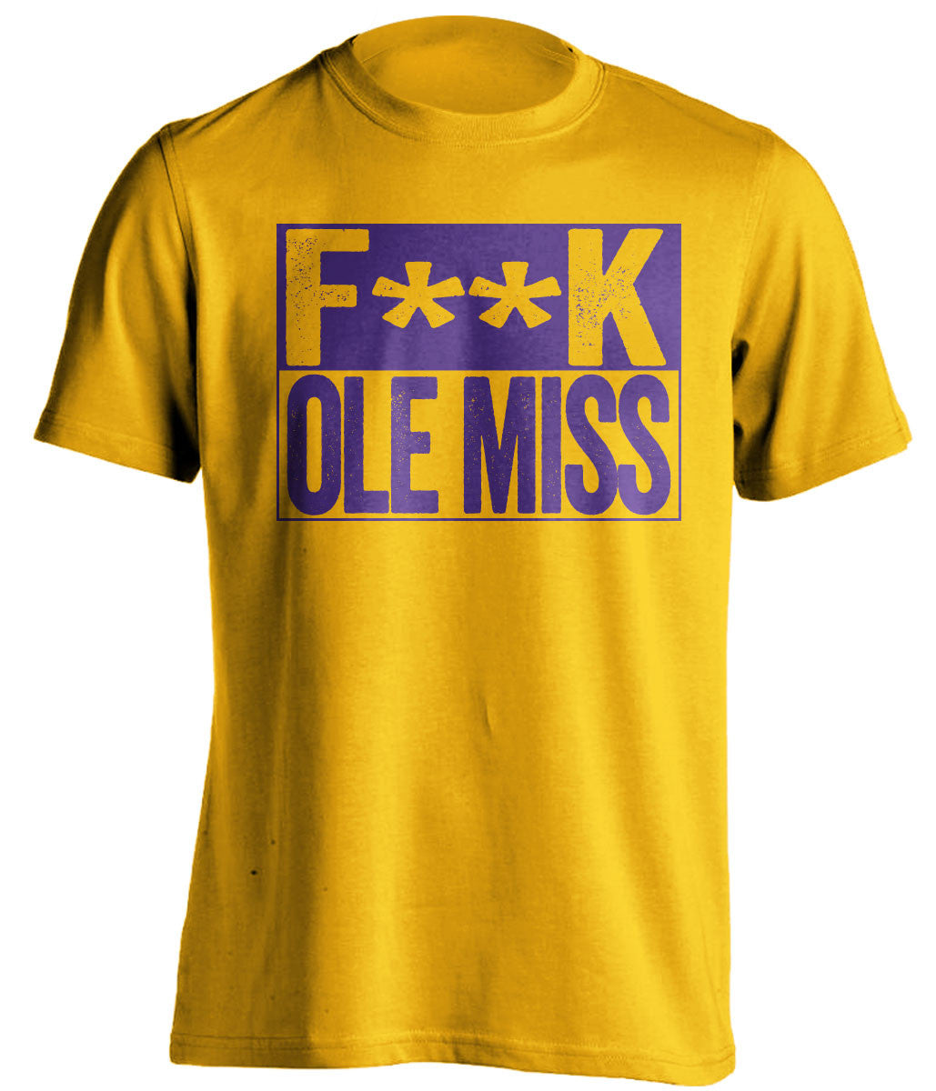f**k ole miss lsu tigers gold shirt