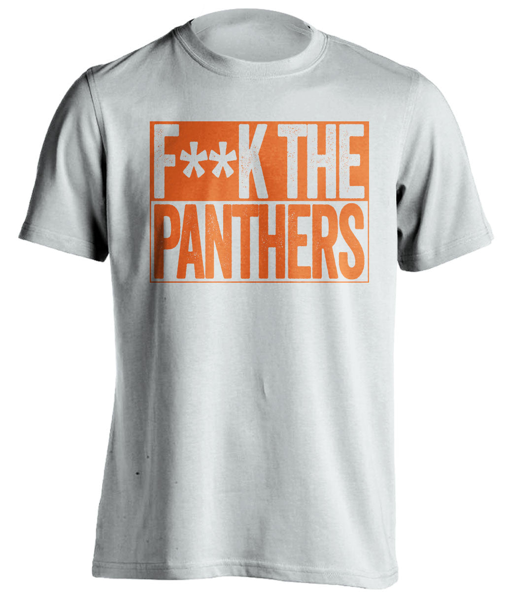 F**K THE PANTHERS Denver Broncos white TShirt