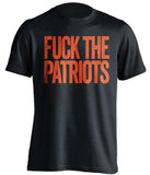 FUCK THE PATRIOTS - Patriots Haters Shirt - Navy and Orange Version - Text Design - Beef Shirts
