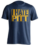 i hate pitt wvu mountaineers blue shirt