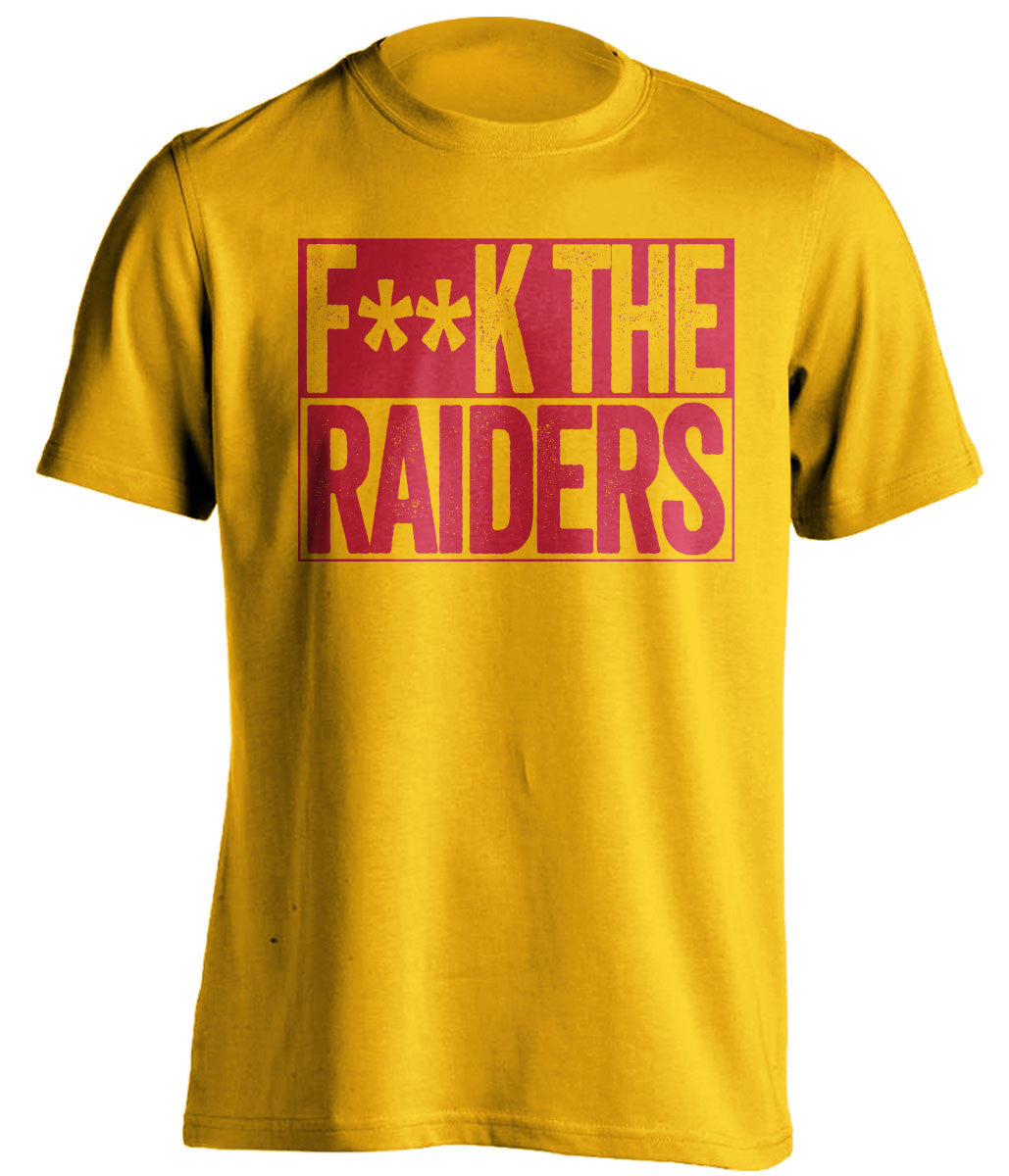 f**k the raiders kansas city chiefs gold shirt