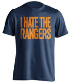 i hate the rangers houston astros blue tshirt
