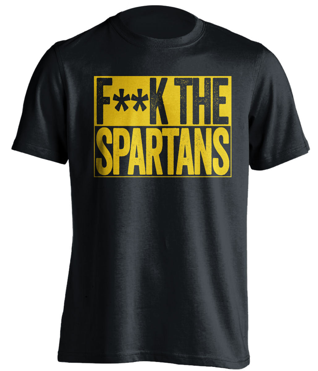 f**k the spartans michigan wolverines black shirt