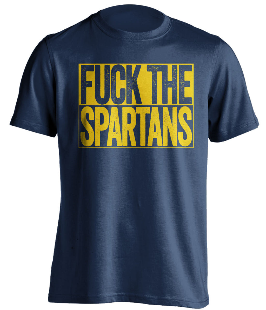 fuck the spartans michigan wolverines blue shirt