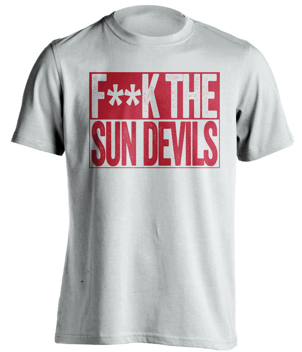 f**k the sun devils arizona wildcats white shirt