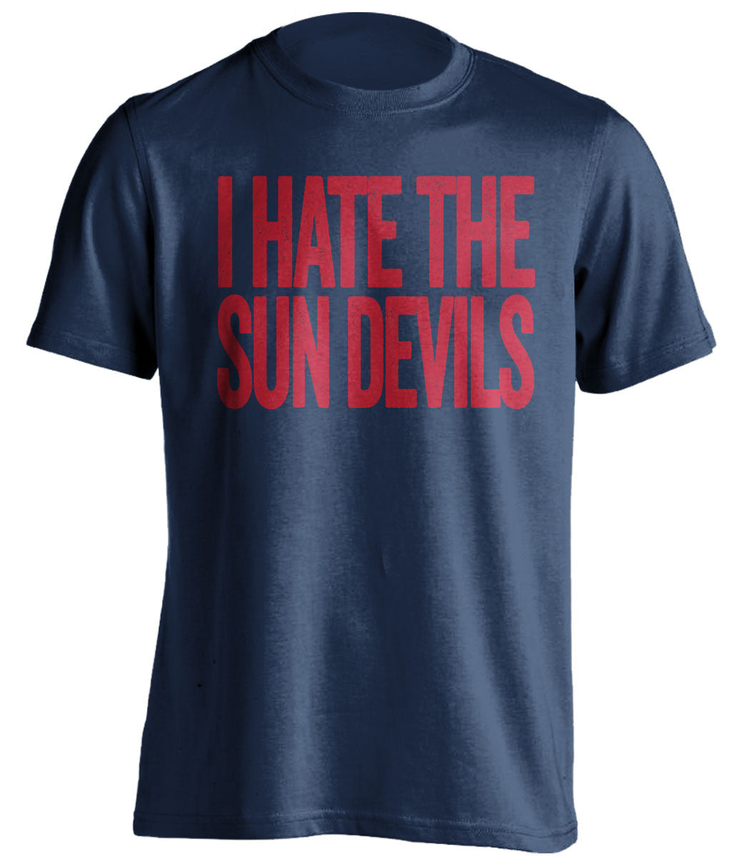 i hate the sun devils arizona wildcats blue tshirt