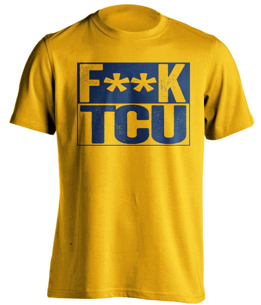 f**k tcu wvu mountaineers gold shirt