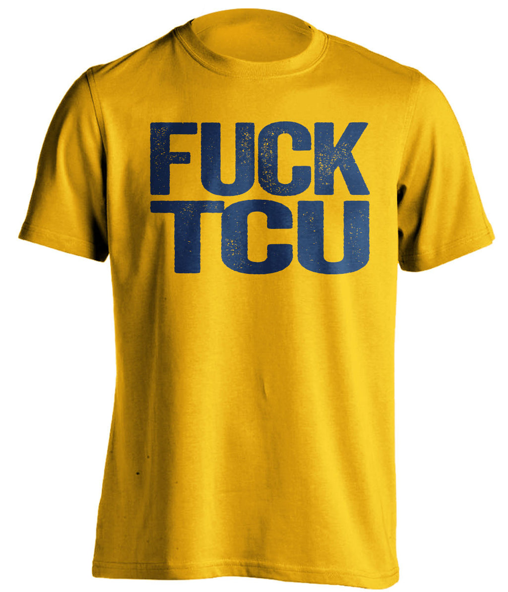 fuck tcu wvu mountaineers gold tshirt