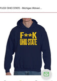 Custom Order - F**K Ohio State Navy Hoodies Text Version - Medium and 2XL