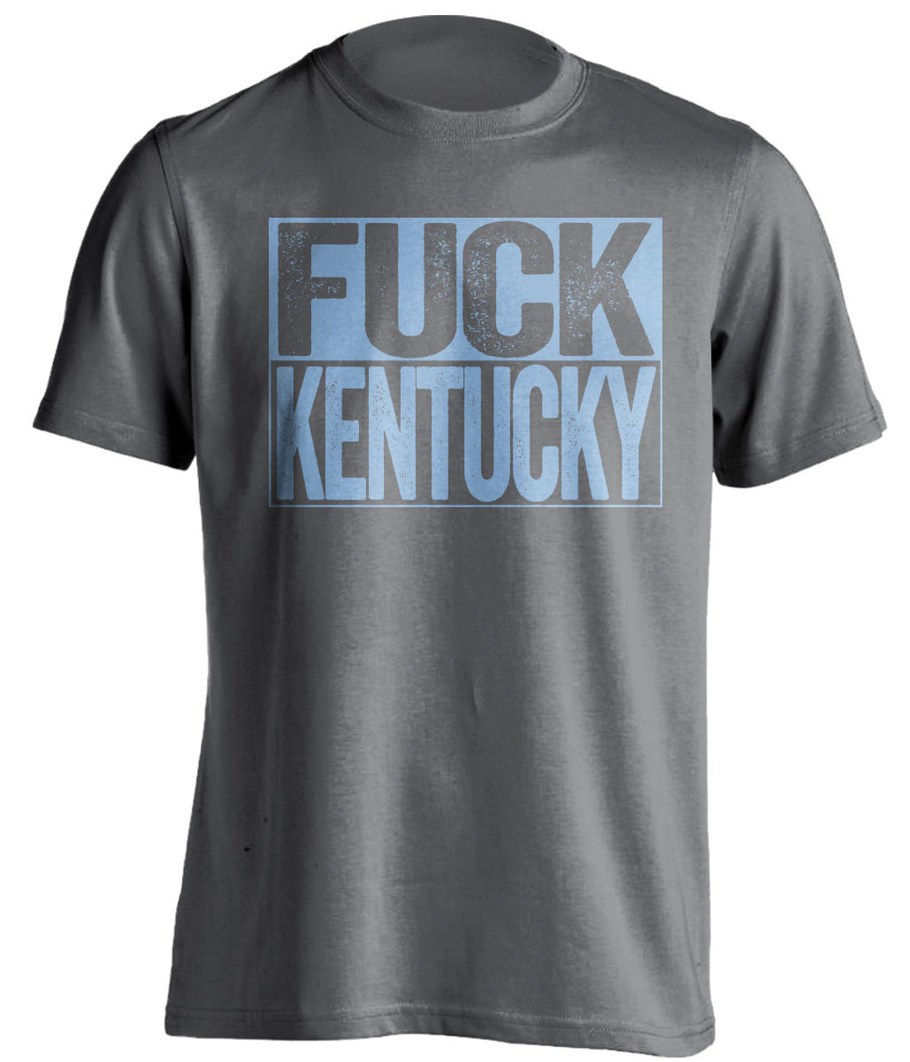 FUCK KENTUCKY - Kentucky Haters Shirt - Carolina Blue and White Version - Box Design - Beef Shirts