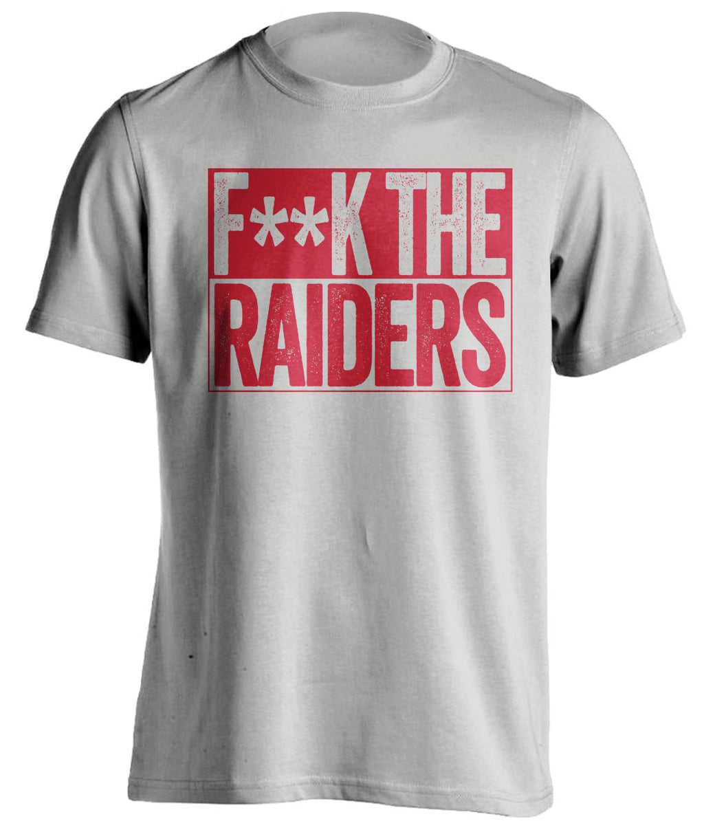 FUCK THE RAIDERS - Kansas City Chiefs Fan T-Shirt - Box Design - Beef Shirts