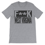 grey tshirt that says fuck west virginia