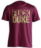 fuck duke boston college fan uncensored maroon tshirt