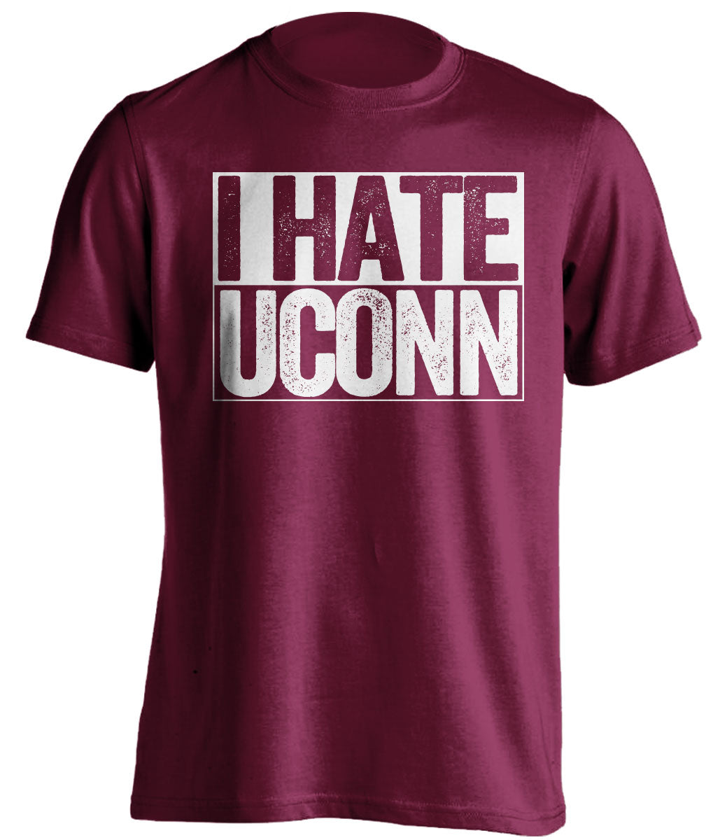 i hate uconn umass minutemen maroon shirt