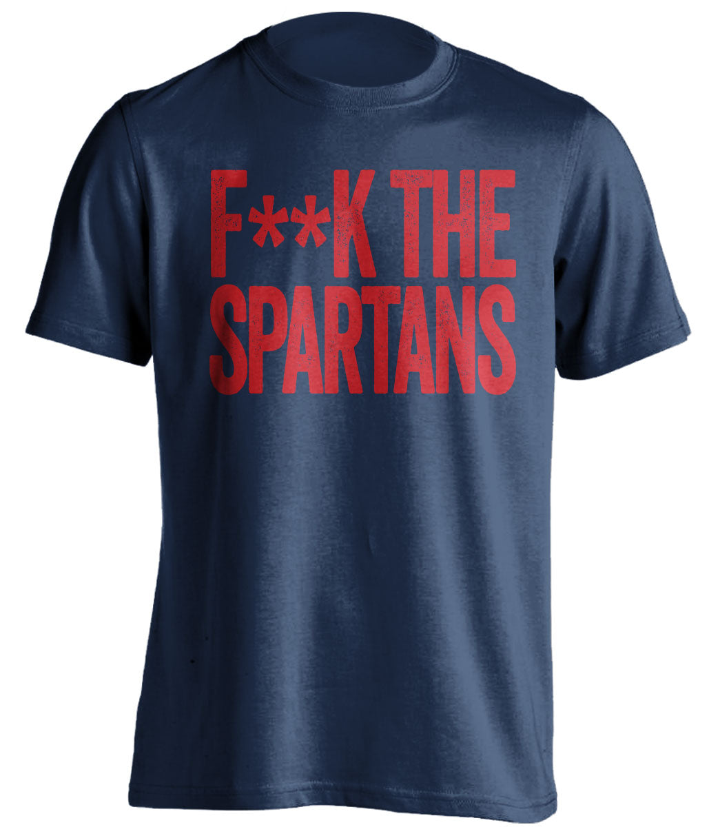 fuck the spartans censored navy tshirt for fresno state fans