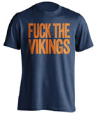 fuck the vikings chicago bears fan uncensored navy tshirt
