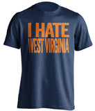 i hate west virginia wvu cavaliers cavs blue tshirt