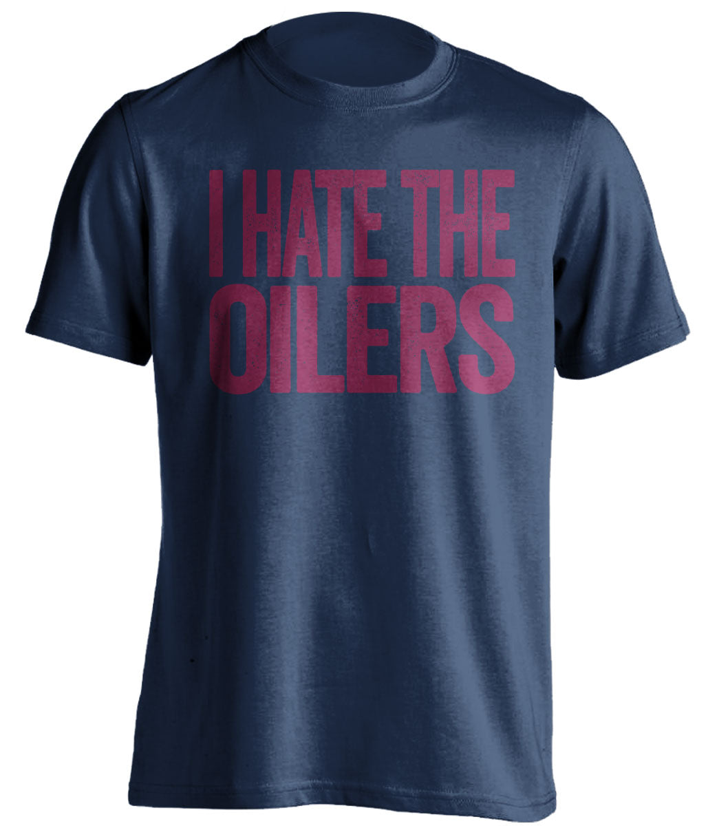 i hate the oilers habs fan navy shirt