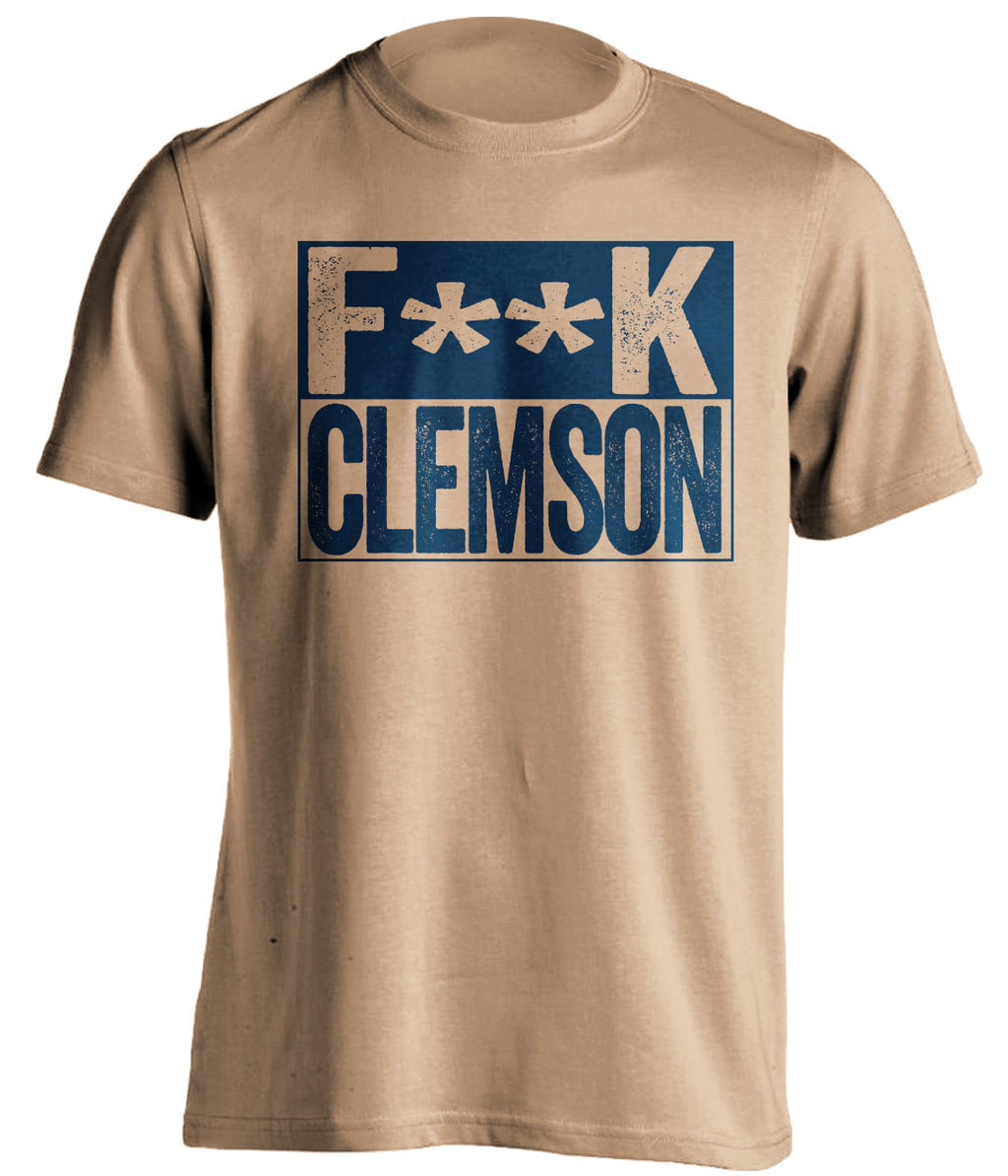 fuck clemson old gold and navy tshirt censored