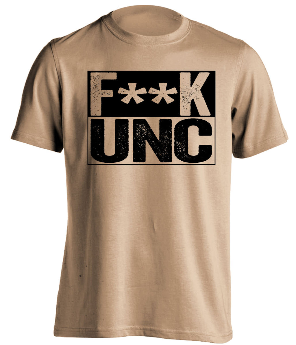 fuck unc old gold and black tshirt censored