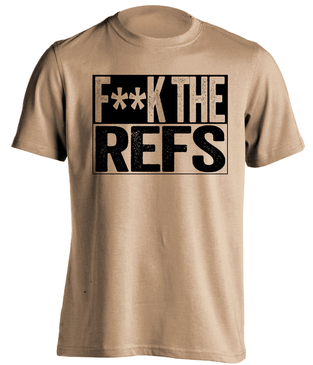 fuck the refs old gold and black tshirt censored