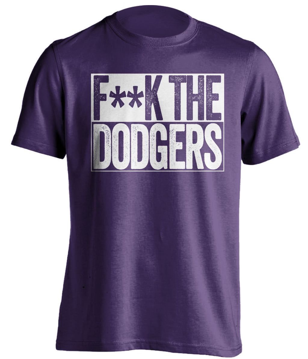 fuck the dodgers censored purple shirt rockies fans