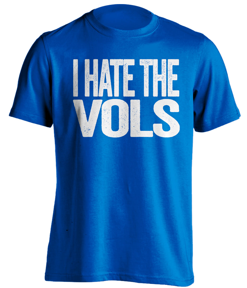 i hate the vols blue and white tshirt kentucky wildcats fans