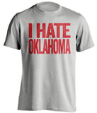 i hate oklahoma grey tshirt for nebraska fans