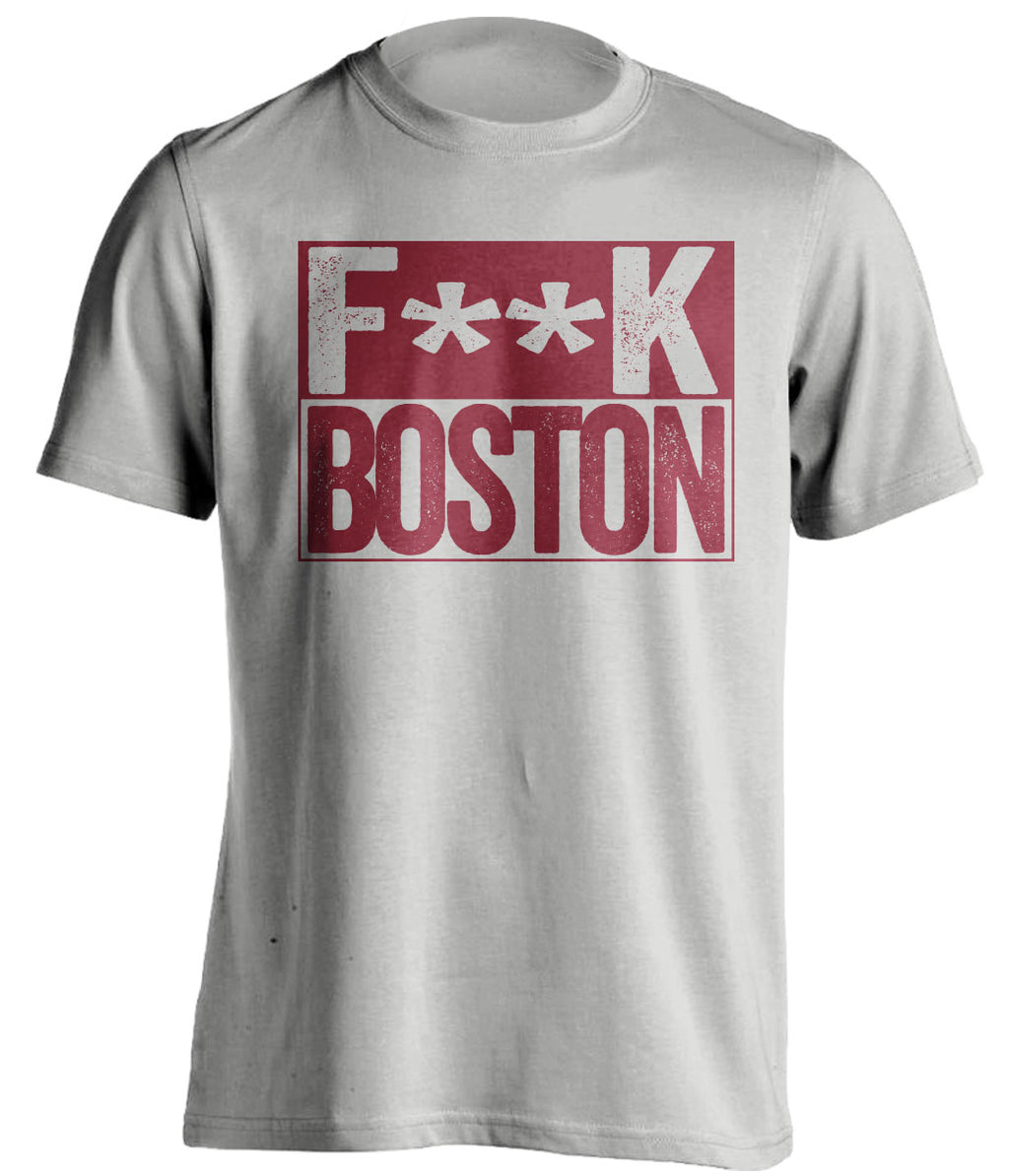 Fuck Boston - Boston Haters Shirt - Red and Old Gold - Box Design - Beef Shirts