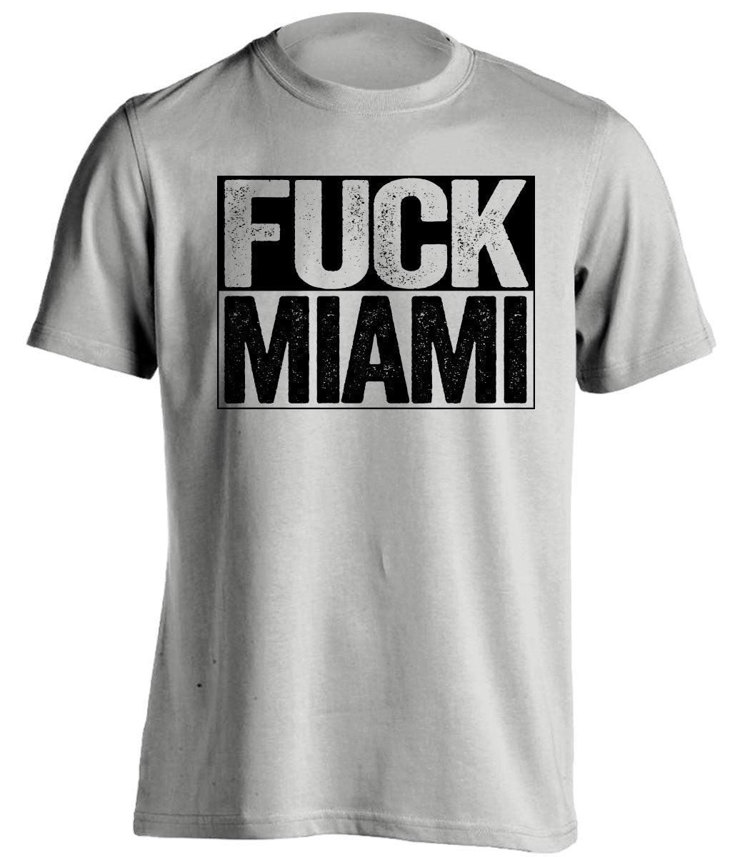 Fuck Miami - Miami Haters Shirt - Black and Grey - Box Design - Beef Shirts